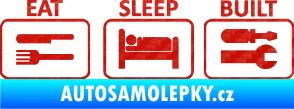 Samolepka Eat sleep built not bought 3D karbon červený
