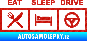 Samolepka Eat, sleep, drive 001 s nápisem 3D karbon červený