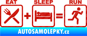 Samolepka Eat sleep run 3D karbon červený