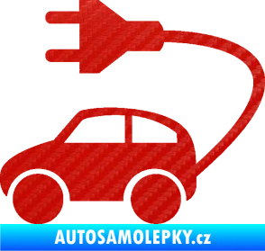Samolepka Elektro auto 002 levá symbol zásuvka 3D karbon červený