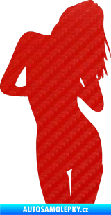 Samolepka Erotická žena 001 pravá 3D karbon červený