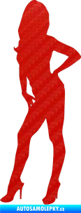 Samolepka Erotická žena 007 levá 3D karbon červený