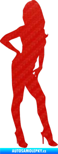 Samolepka Erotická žena 007 pravá 3D karbon červený