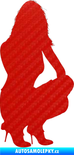 Samolepka Erotická žena 009 pravá 3D karbon červený