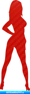 Samolepka Erotická žena 017 pravá 3D karbon červený