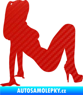 Samolepka Erotická žena 040 pravá 3D karbon červený