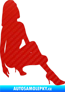 Samolepka Erotická žena 041 pravá 3D karbon červený