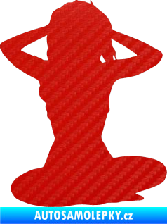 Samolepka Erotická žena 042 pravá 3D karbon červený