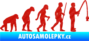 Samolepka Evoluce 005 rybář pravá 3D karbon červený