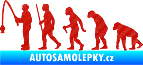 Samolepka Evoluce 005 rybář levá 3D karbon červený