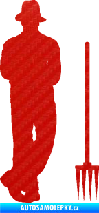 Samolepka Farmář 001 pravá 3D karbon červený