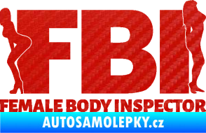 Samolepka FBI female body inspector 3D karbon červený