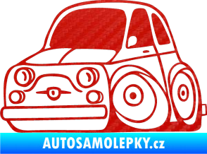 Samolepka Fiat 500 karikatura levá 3D karbon červený