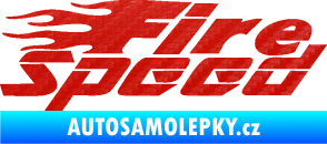 Samolepka Fire speed nápis s plameny 3D karbon červený