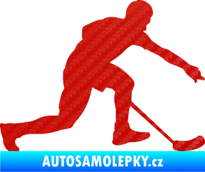 Samolepka Florbal 005 pravá 3D karbon červený