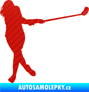 Samolepka Florbal 006 pravá  3D karbon červený