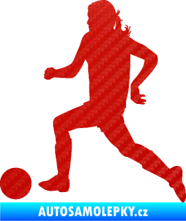 Samolepka Fotbalistka 001 levá 3D karbon červený