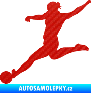 Samolepka Fotbalistka 002 levá 3D karbon červený
