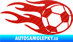 Samolepka Fotbalový míč 004 pravá v plamenech 3D karbon červený