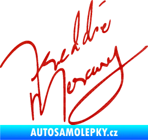 Samolepka Fredie Mercury podpis 3D karbon červený