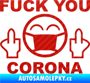 Samolepka Fuck you corona 3D karbon červený