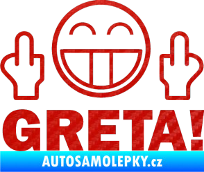 Samolepka Fuck you Greta 002 3D karbon červený