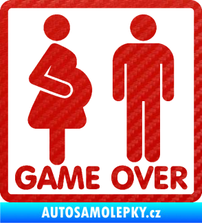 Samolepka Game over varianta jsem v tom 3D karbon červený