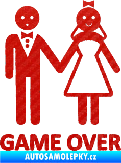 Samolepka Game over varianta svatba 3D karbon červený