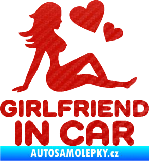 Samolepka Girlfriend in car 3D karbon červený