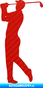 Samolepka Golfista 001 levá 3D karbon červený