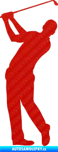 Samolepka Golfista 002 levá 3D karbon červený