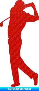 Samolepka Golfista 005 levá 3D karbon červený