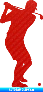 Samolepka Golfista 008 pravá 3D karbon červený