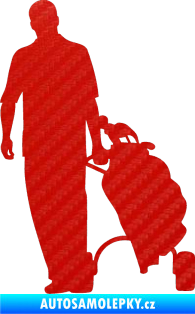 Samolepka Golfista 009 levá 3D karbon červený