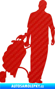 Samolepka Golfista 009 pravá 3D karbon červený