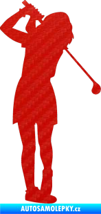 Samolepka Golfistka 014 pravá 3D karbon červený