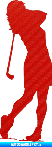 Samolepka Golfistka 015 levá 3D karbon červený