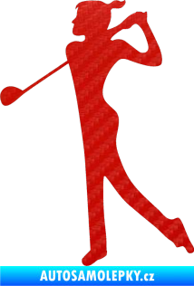 Samolepka Golfistka 016 levá 3D karbon červený