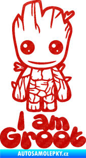 Samolepka Groot 001 levá s nápisem 3D karbon červený