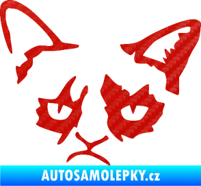 Samolepka Grumpy cat 001 levá 3D karbon červený