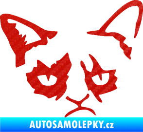 Samolepka Grumpy cat 001 pravá 3D karbon červený