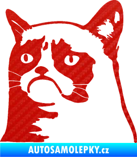 Samolepka Grumpy cat 002 levá 3D karbon červený