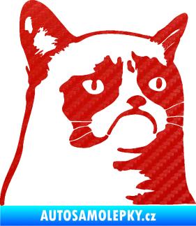 Samolepka Grumpy cat 002 pravá 3D karbon červený