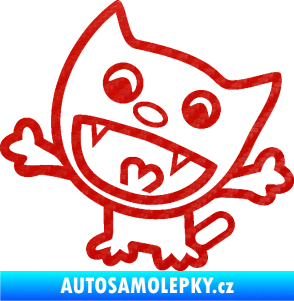 Samolepka Happy cat 001 levá 3D karbon červený