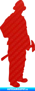Samolepka Hasič 001 pravá 3D karbon červený