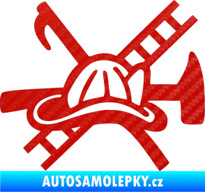 Samolepka Hasič 005 pravá 3D karbon červený