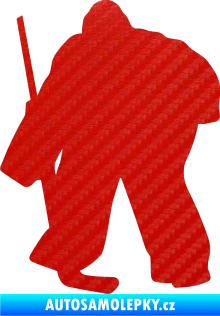 Samolepka Hokejista 011 levá brankář 3D karbon červený
