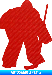 Samolepka Hokejista 011 pravá brankář 3D karbon červený