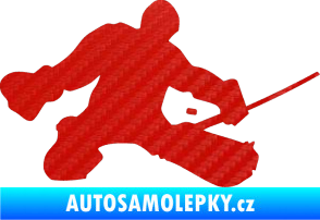 Samolepka Hokejista 015 pravá brankář 3D karbon červený