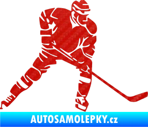 Samolepka Hokejista 026 pravá 3D karbon červený